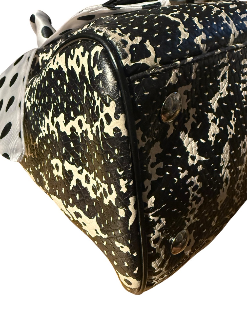 Coach Nancy Satchel 2014 Exotic Python Snake-Embossed Leather Black & White - Picture 11 of 12
